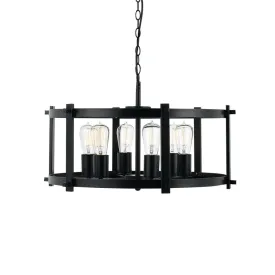 Finley 60cm 6 Light Black Matt Drum Frame Pendant