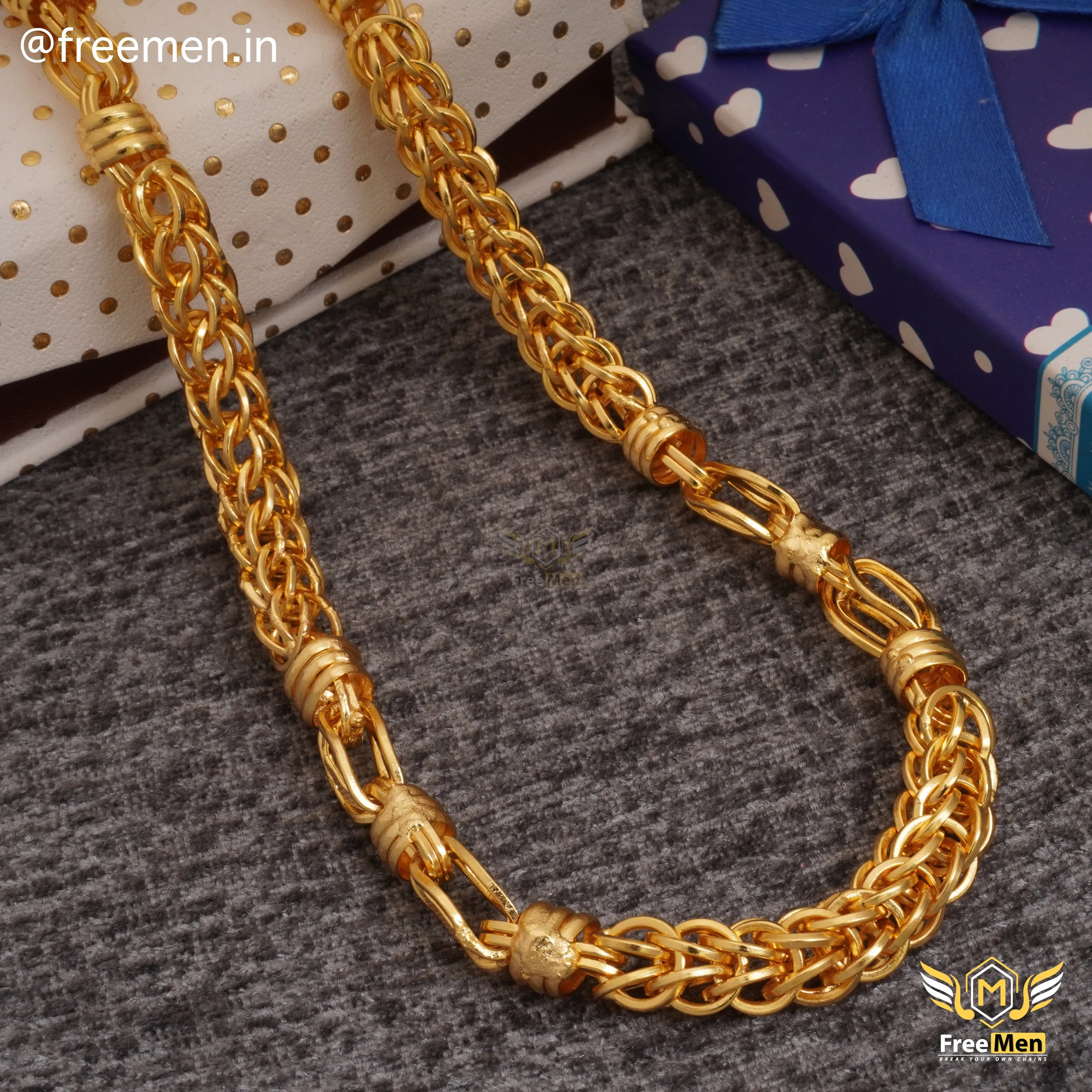 Freemen Elegant Best Quality Bahubali V2 Golden Chain - FM383