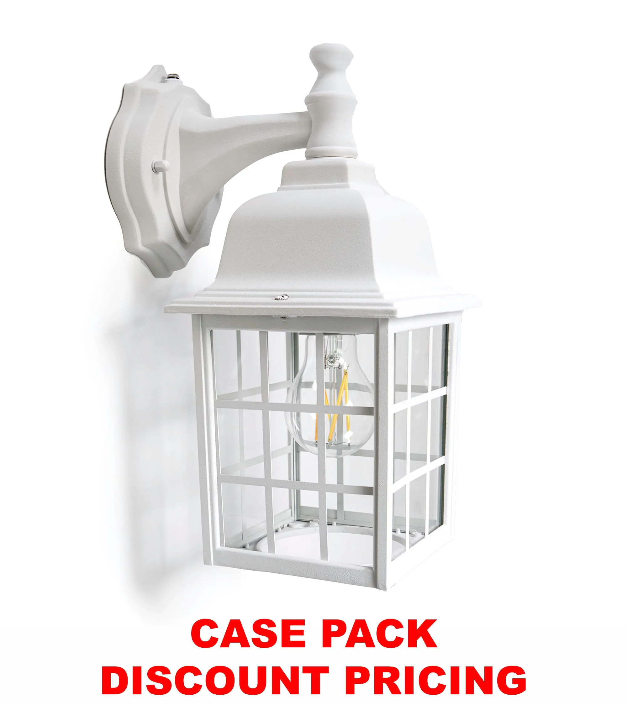 French Pane Dusk to Dawn Wall Light, E26 Standard Socket, Wet Location, Seedy Glass, Black, Smoked Steel or White Finish