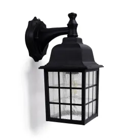 French Pane Dusk to Dawn Wall Light, E26 Standard Socket, Wet Location, Seedy Glass, Black, Smoked Steel or White Finish