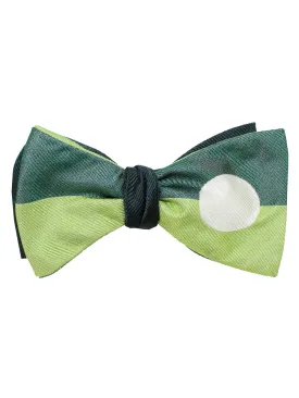 Gene Meyer Silk Bow Tie Green Stripes & Dot - Self Tie SALE