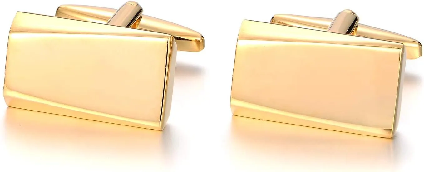 Gold/Black Classic Cufflinks for Men Stainless Steel Wedding Business Gifts