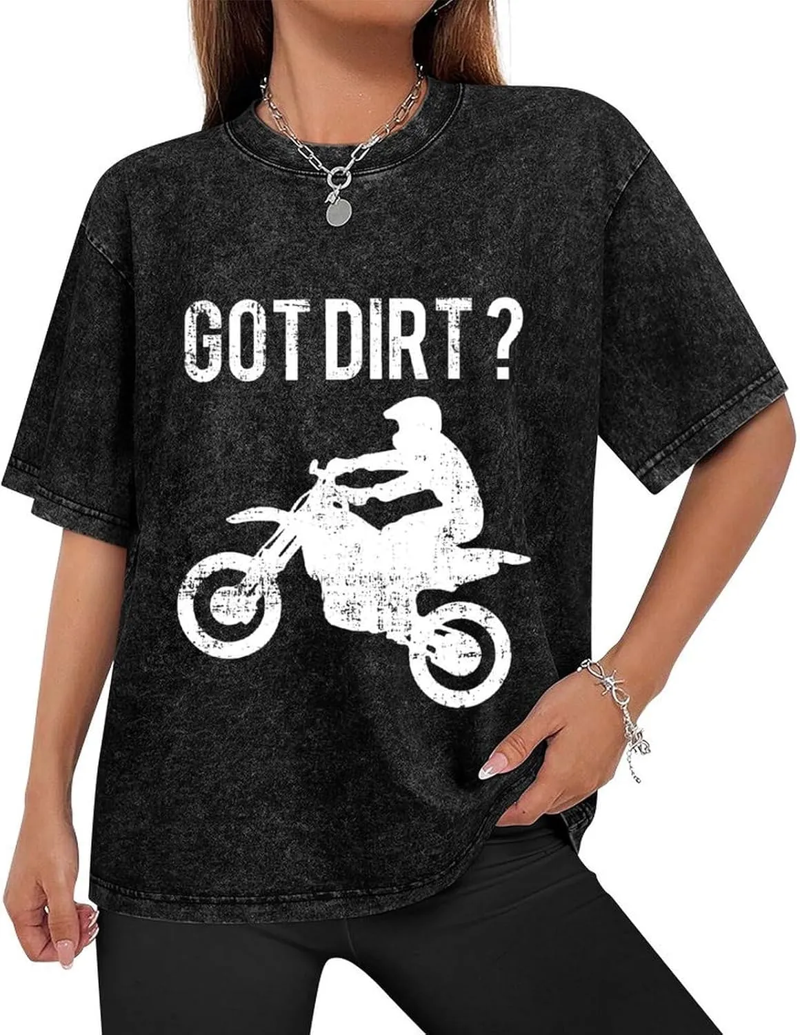 Got Dirt Bike Vintage Men's T Shirt Round Neck Drop Shoulder Tee Top Short Sleeve Pullover for Women