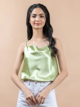 Green cowl neck cami top