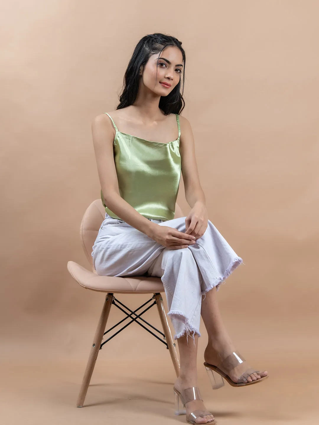 Green cowl neck cami top