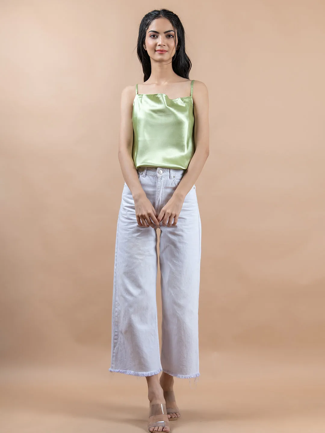 Green cowl neck cami top