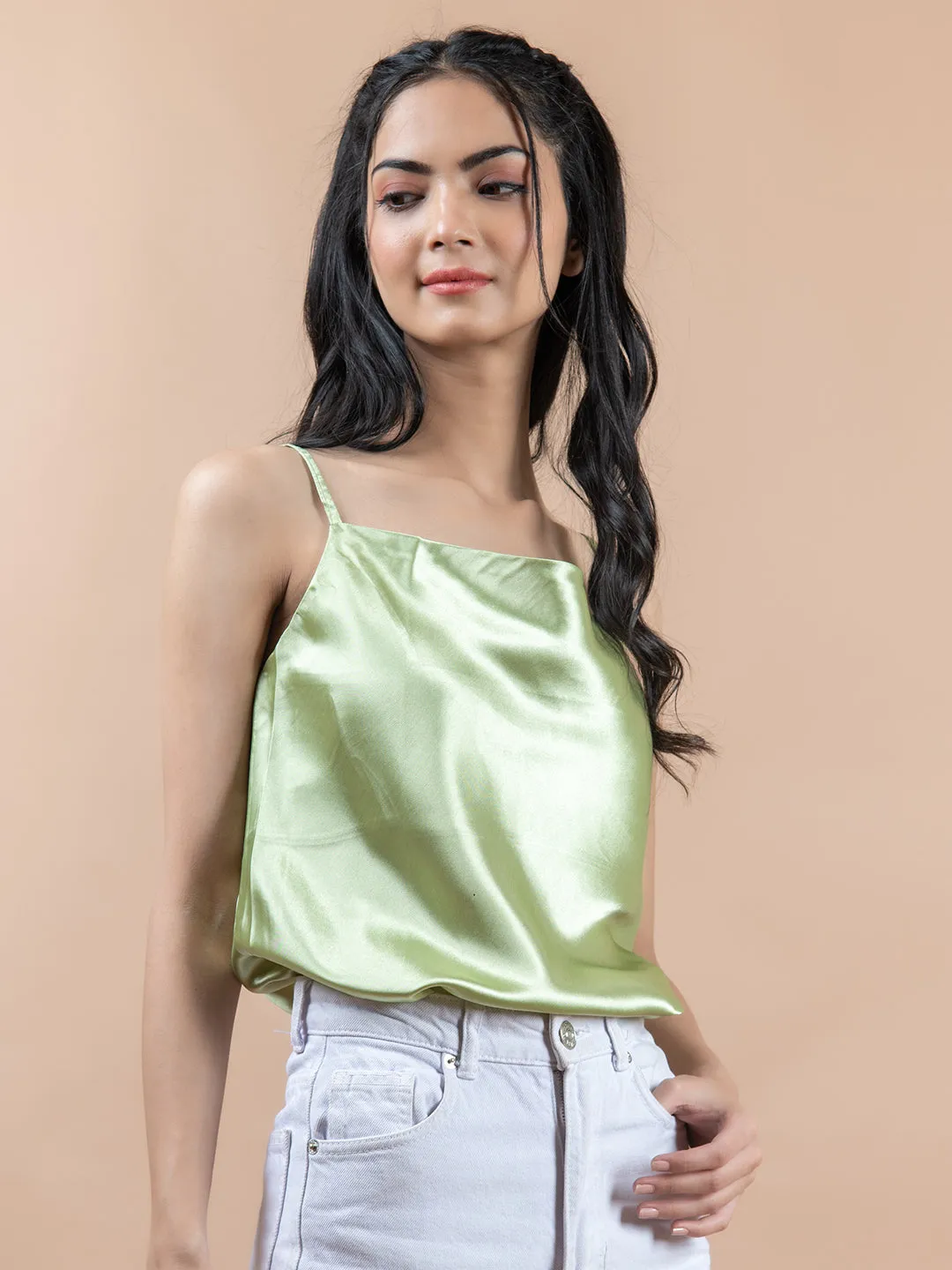 Green cowl neck cami top