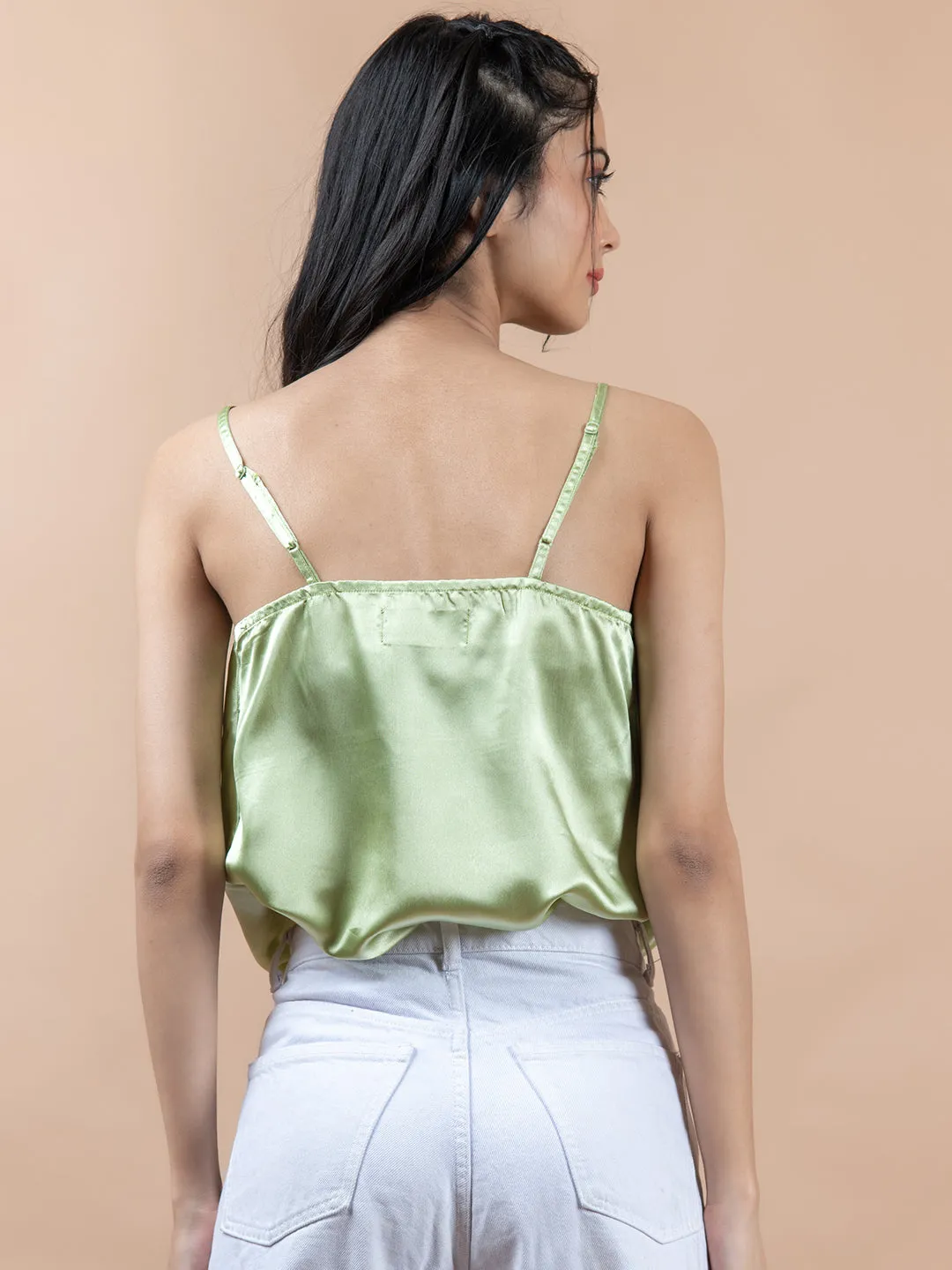 Green cowl neck cami top