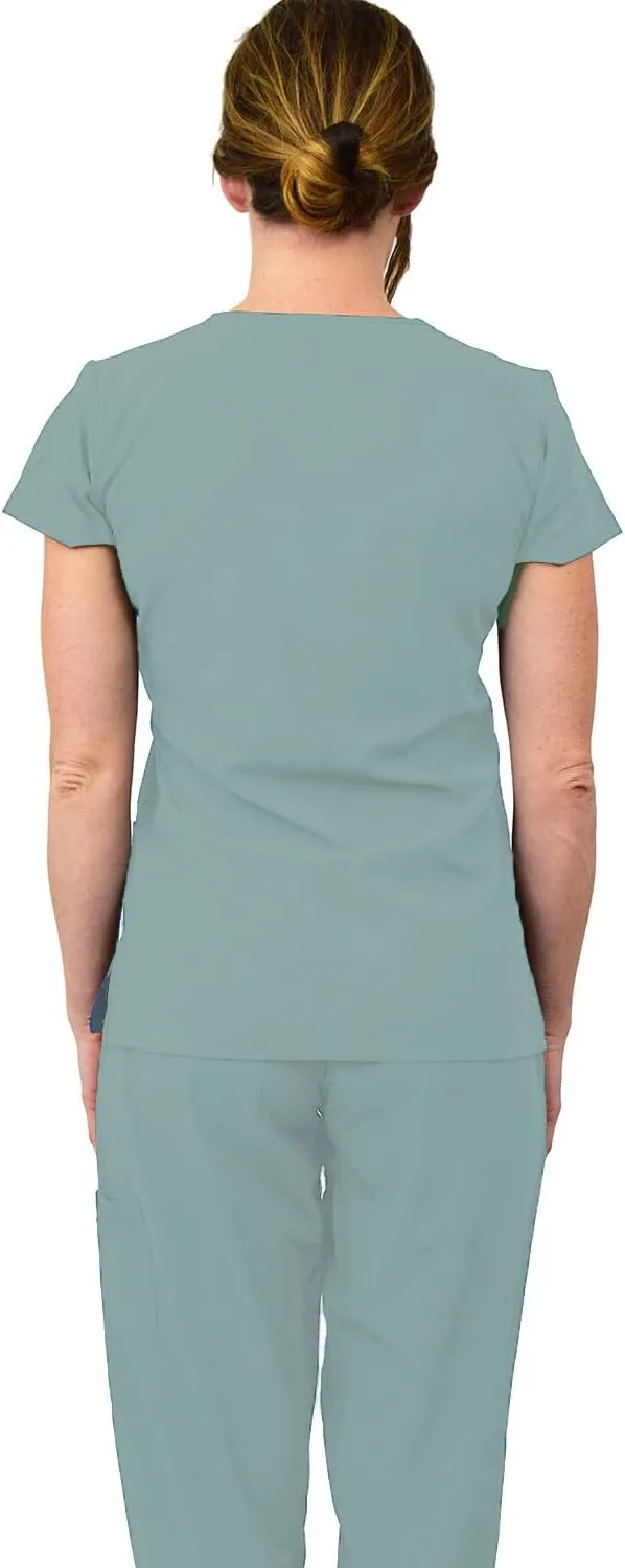 Green Town Scrubs for Women Scrub Set - Jogger Pant and V-Neck Top, 6 Pockets, Easy Care Uniforms