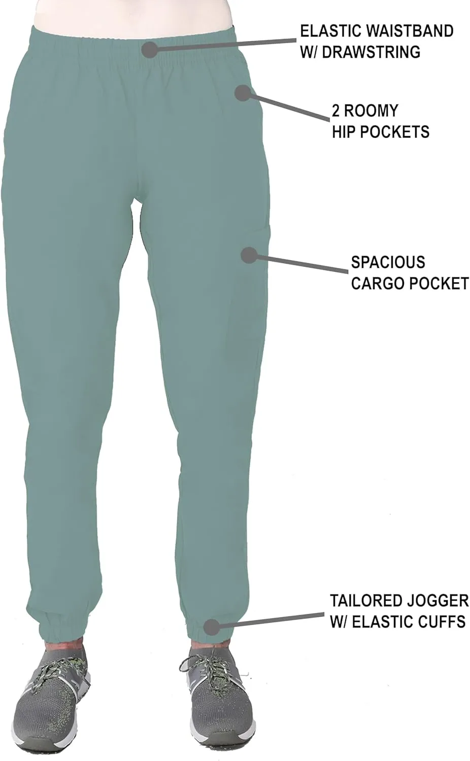 Green Town Scrubs for Women Scrub Set - Jogger Pant and V-Neck Top, 6 Pockets, Easy Care Uniforms