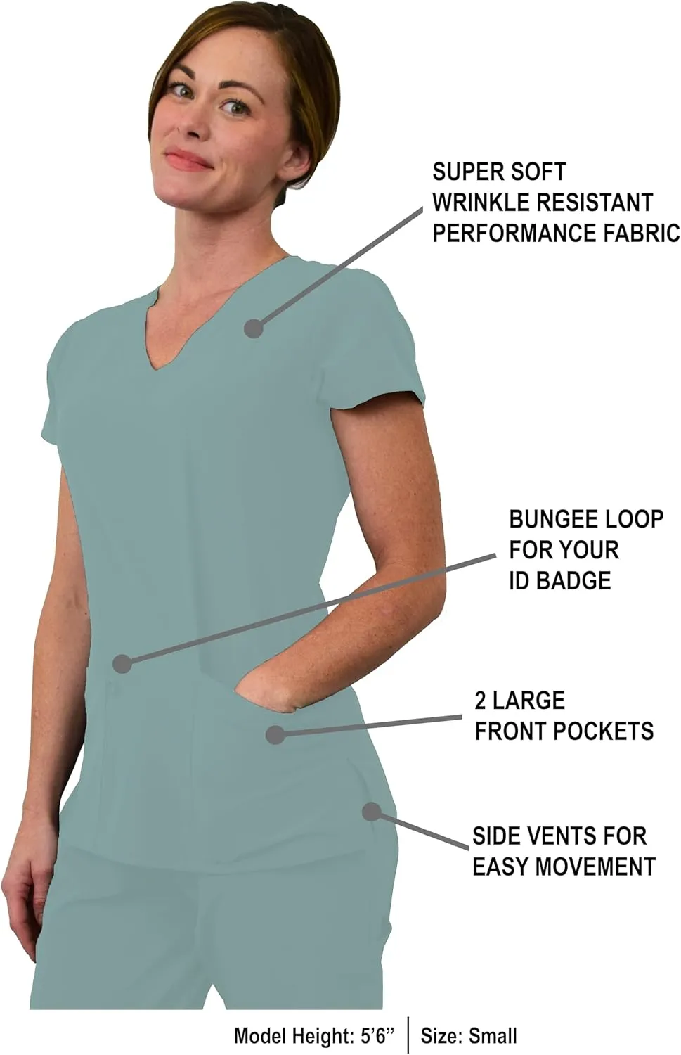 Green Town Scrubs for Women Scrub Set - Jogger Pant and V-Neck Top, 6 Pockets, Easy Care Uniforms
