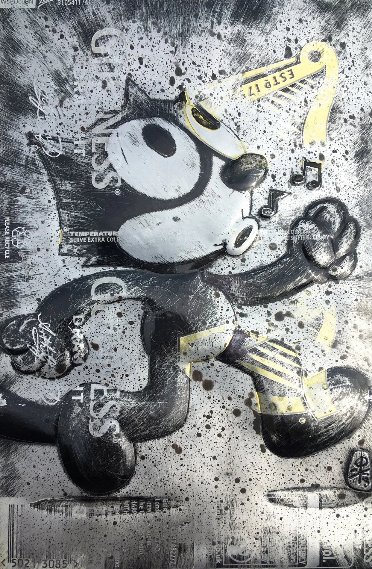 Hand Signed PRINT by Chris Duncan, FELIX on GUINNESS Can
