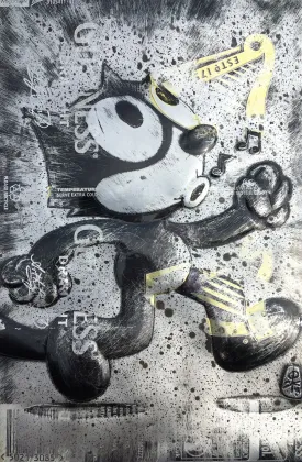 Hand Signed PRINT by Chris Duncan, FELIX on GUINNESS Can
