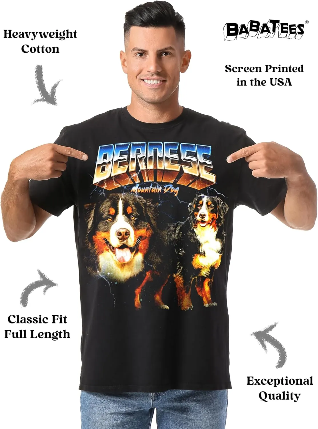 Heavy Metal Tshirt for Men & Women 80s 90s Glam Rock Style with Epic Stars and Lightning