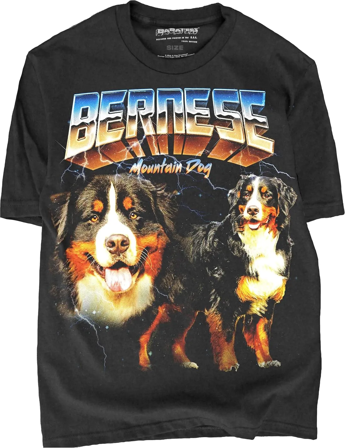 Heavy Metal Tshirt for Men & Women 80s 90s Glam Rock Style with Epic Stars and Lightning