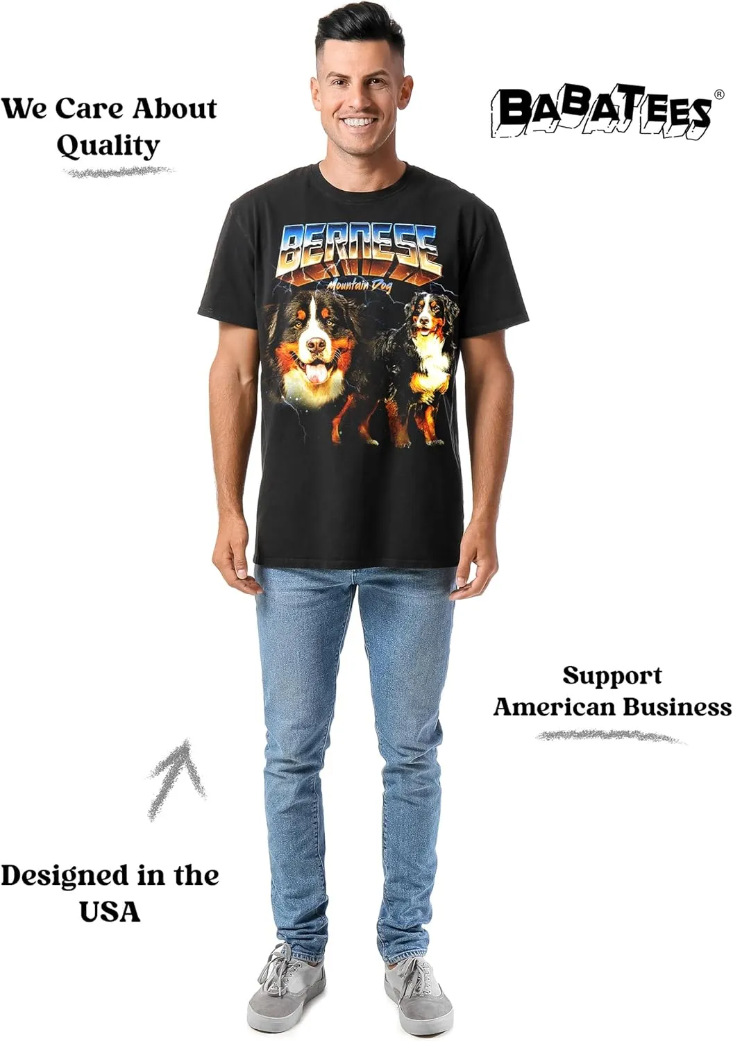 Heavy Metal Tshirt for Men & Women 80s 90s Glam Rock Style with Epic Stars and Lightning