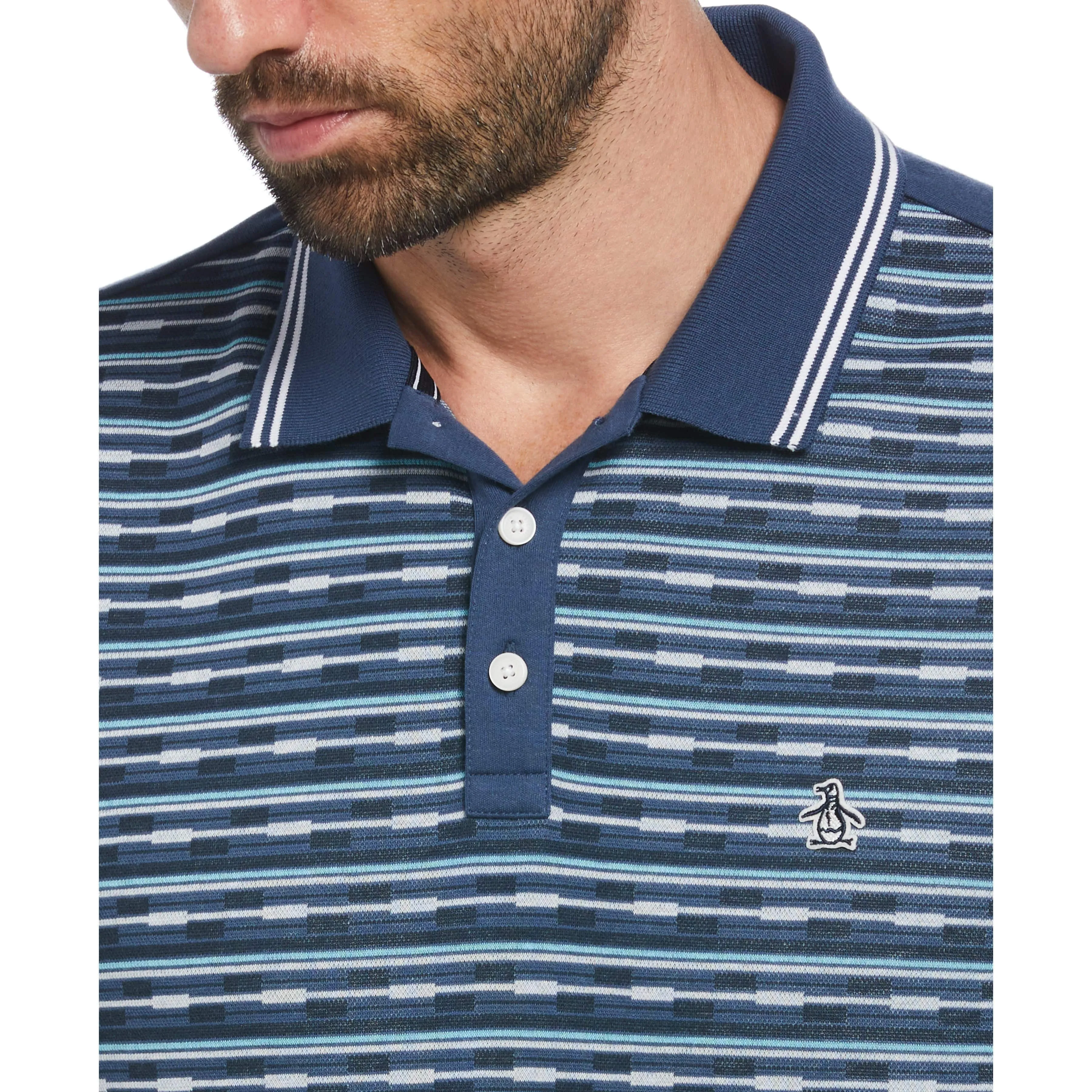 Jacquard Geo Front Polo