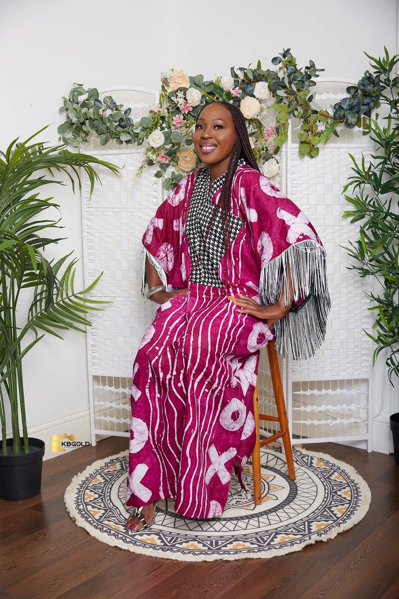 Kampala Adire Kaftan Boubou Bubu Maxi Fringe Dress - Izuchy