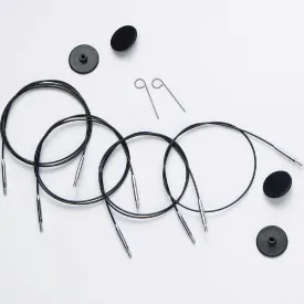 KnitPro Black Stainless Steel Nylon Coated Fixed and Swivel Cables with Silver Connector