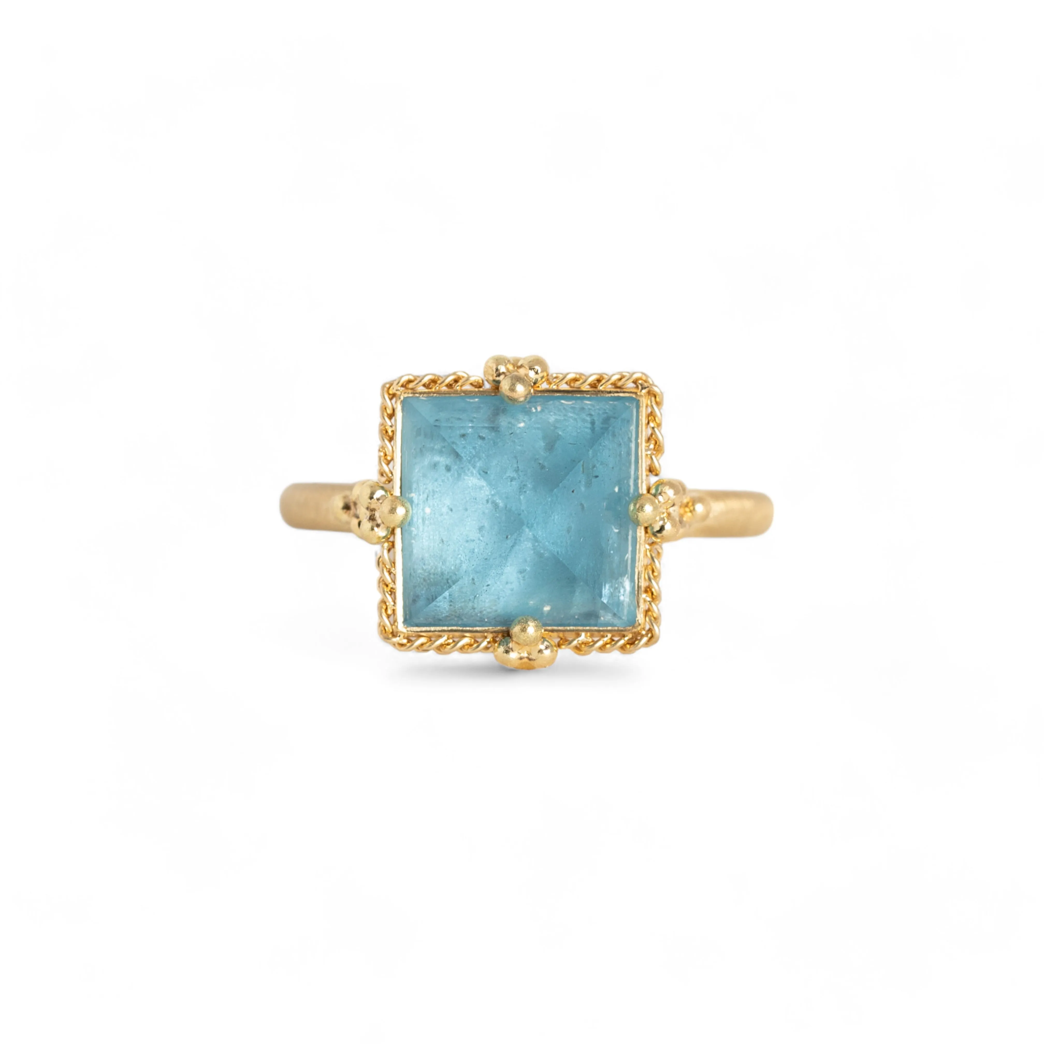 Light Blue Faceted Aquamarine Ring