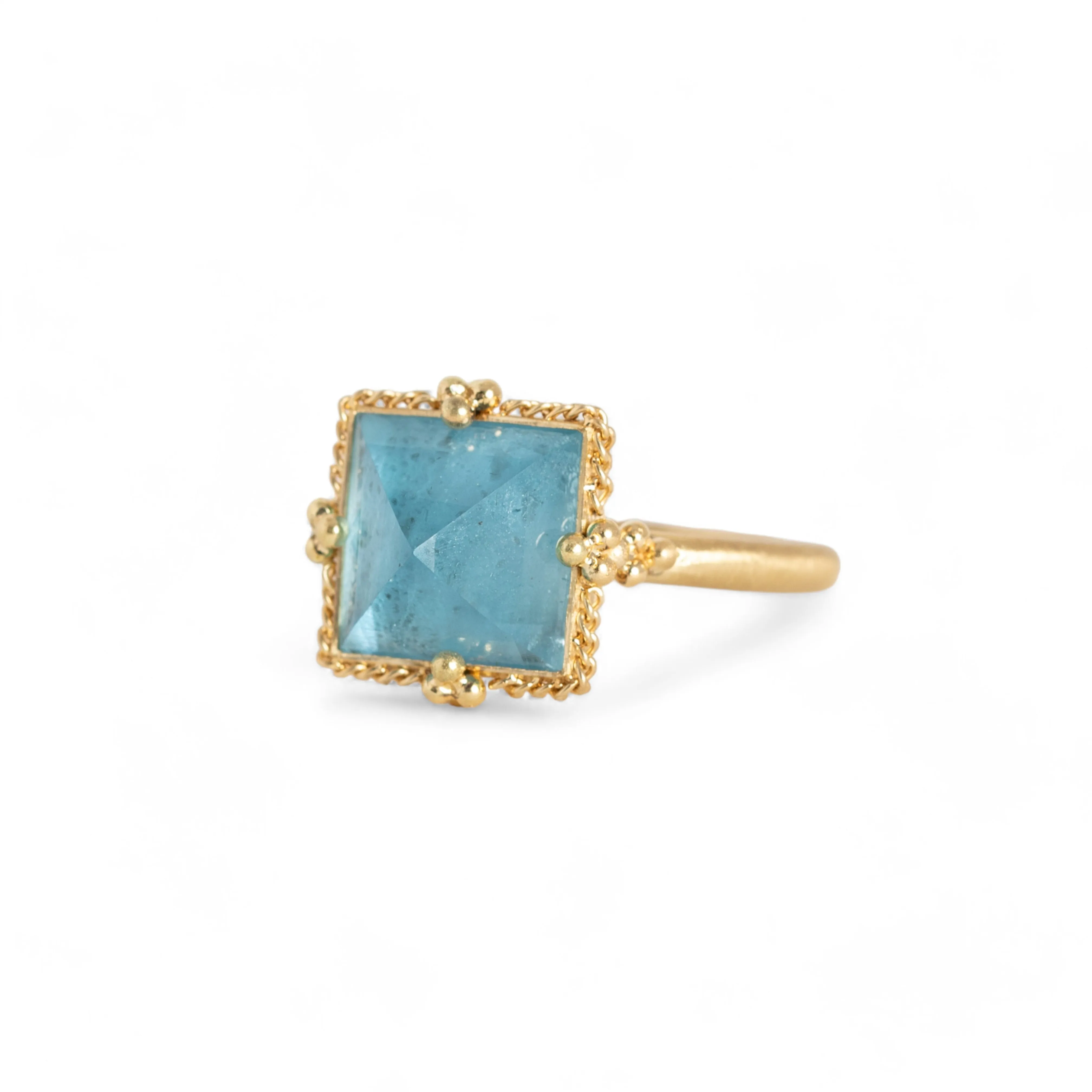 Light Blue Faceted Aquamarine Ring