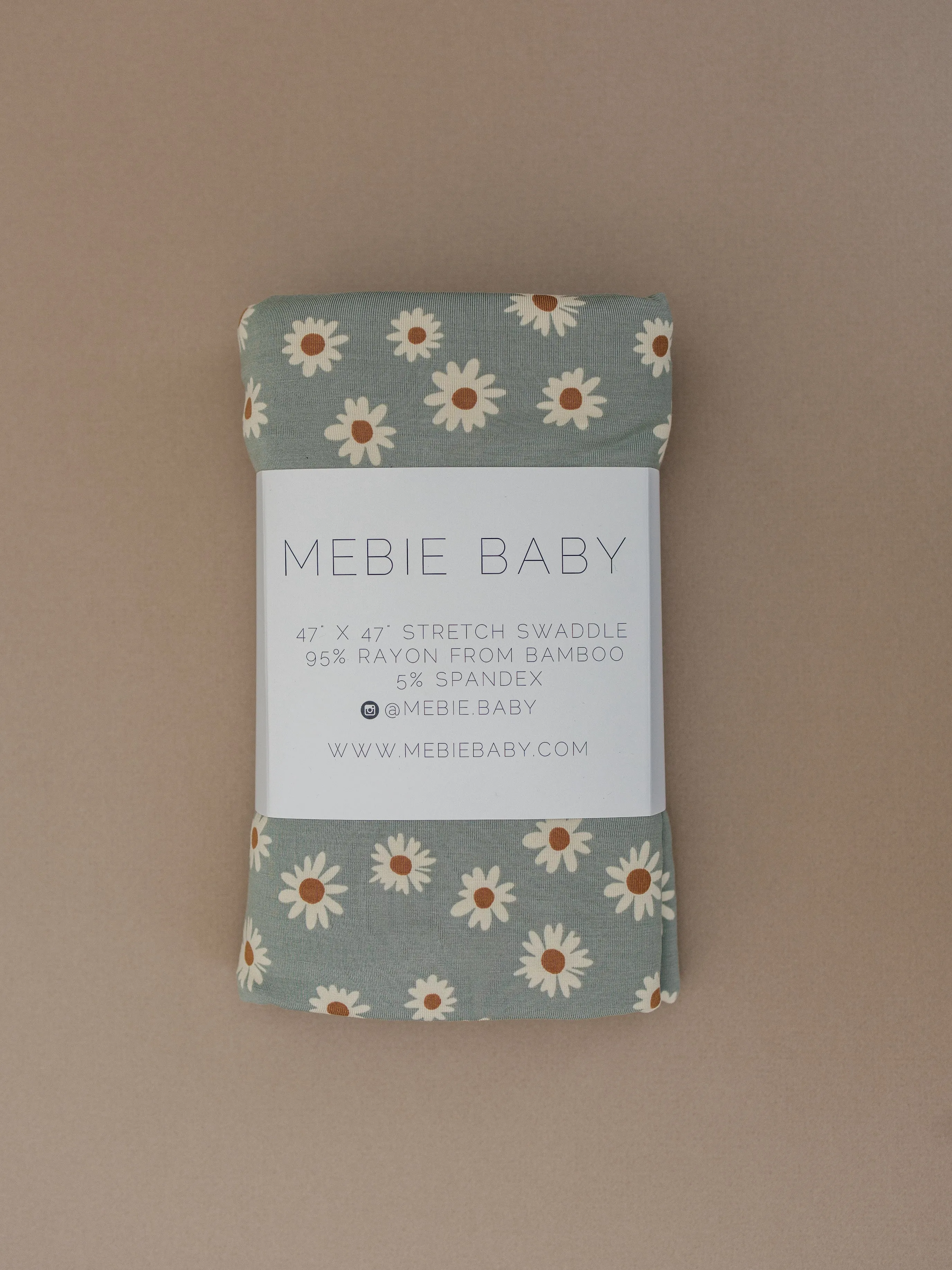 Light Green Daisy Bamboo Stretch Swaddle