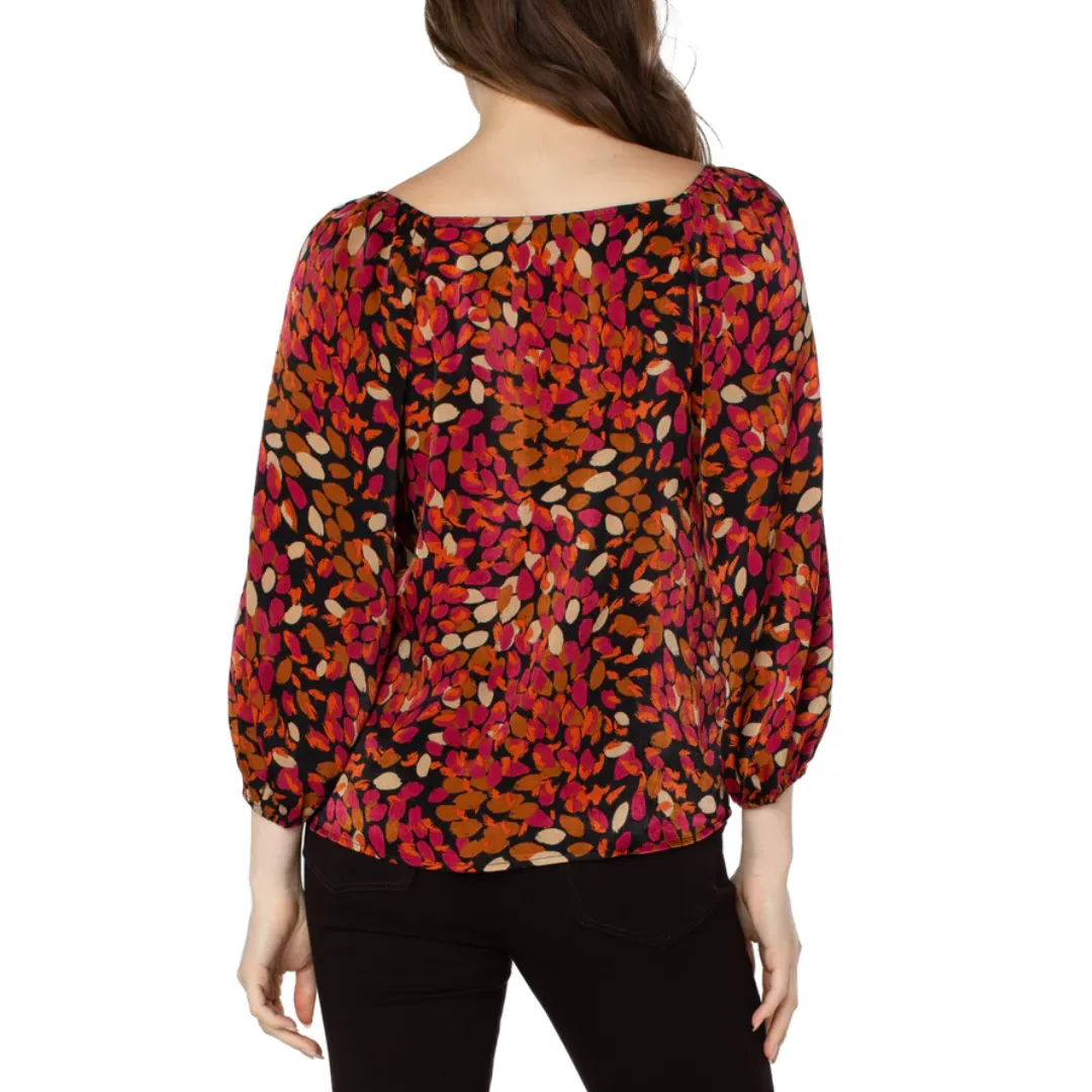 Liverpool 3/4 Puff Sleeve Square Neck Woven Top