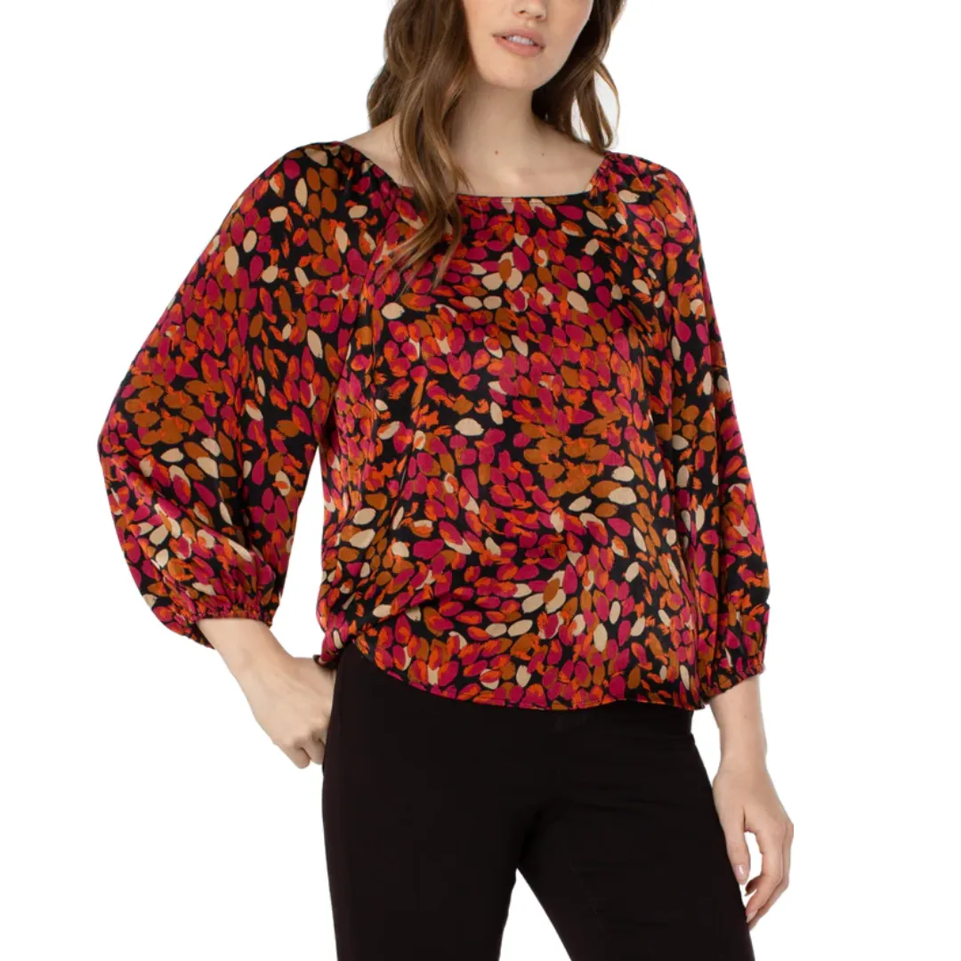 Liverpool 3/4 Puff Sleeve Square Neck Woven Top