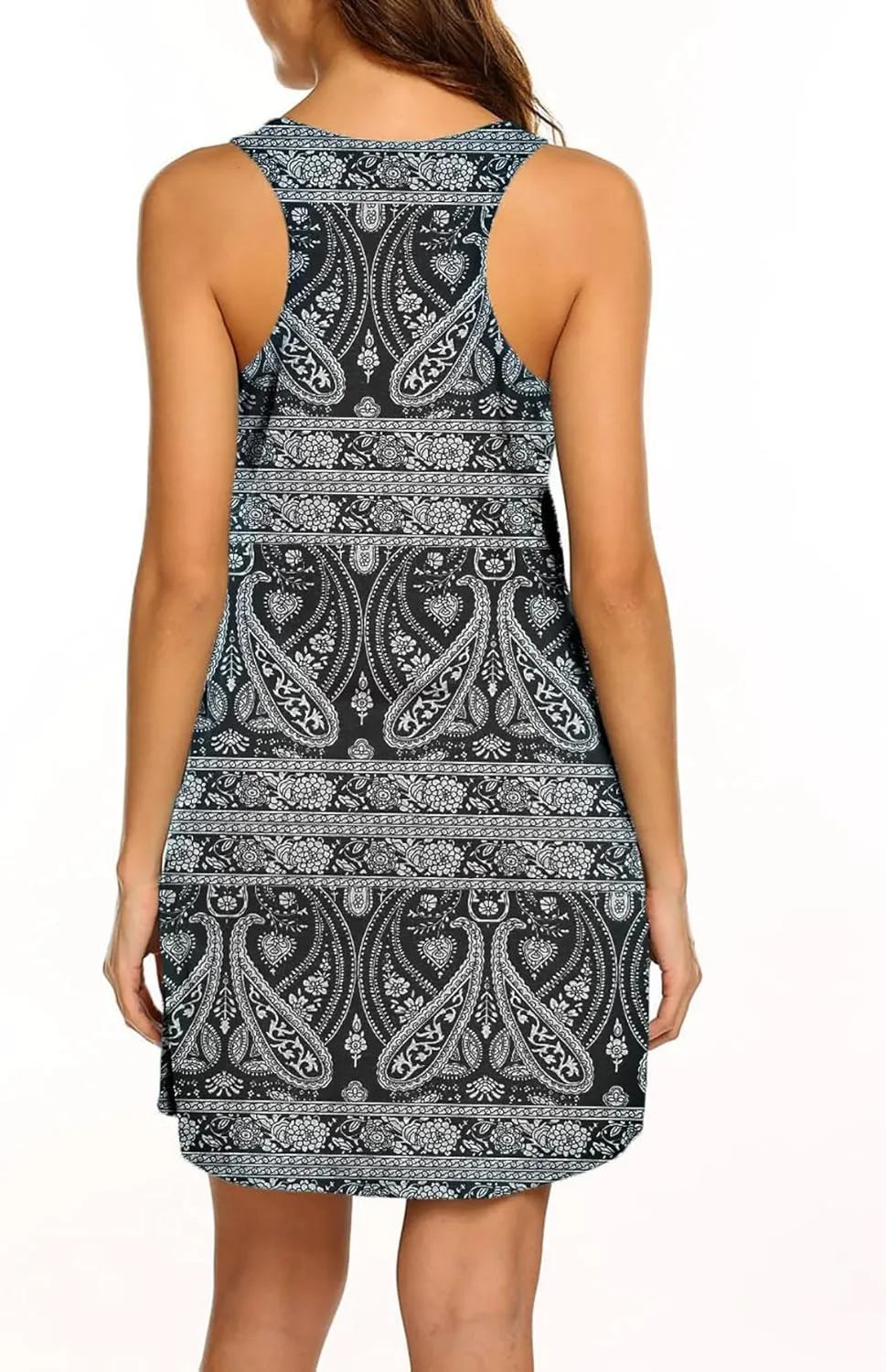 LuckyMore Womens Casual Scoop Neck Sleeveless Racerback Tunic Dress with Pockets