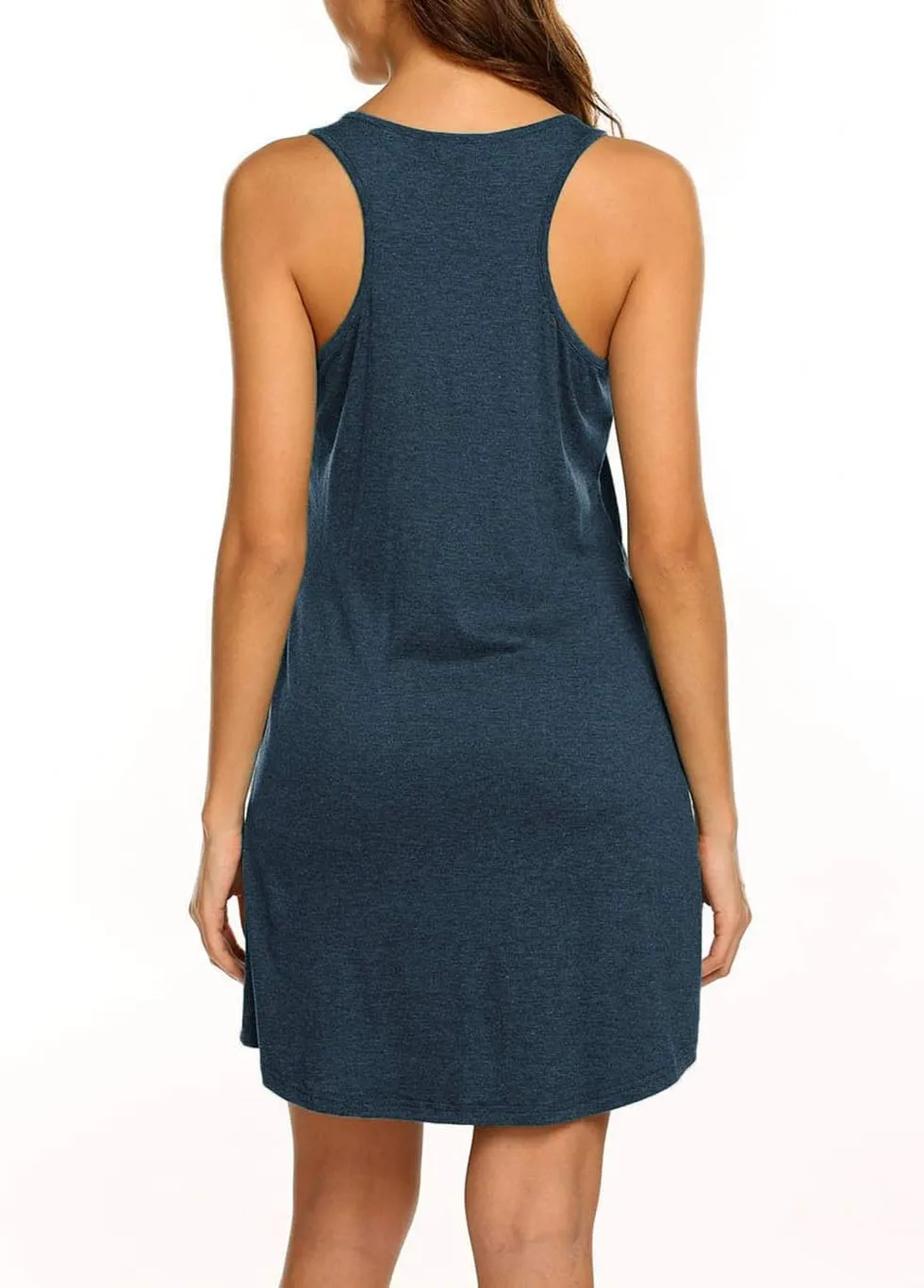 LuckyMore Womens Casual Scoop Neck Sleeveless Racerback Tunic Dress with Pockets