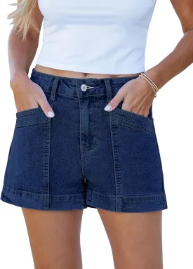 luvamia Jean Shorts for Women High Waisted Stretchy Denim Jorts Trendy Casual Distressed Cut Off Shorts with Pockets