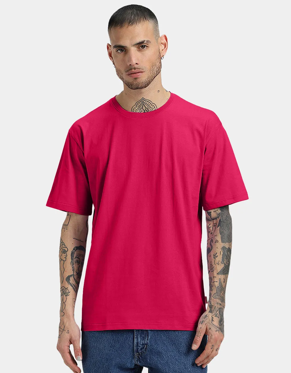 Magenta Solid Oversized T-shirt