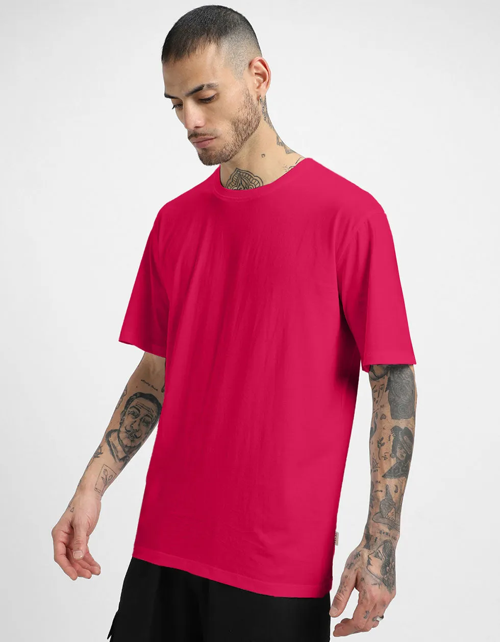 Magenta Solid Oversized T-shirt