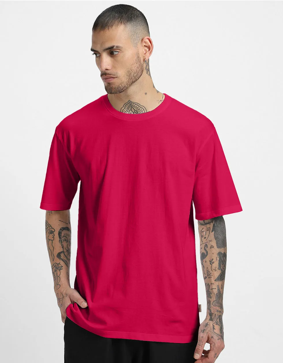 Magenta Solid Oversized T-shirt