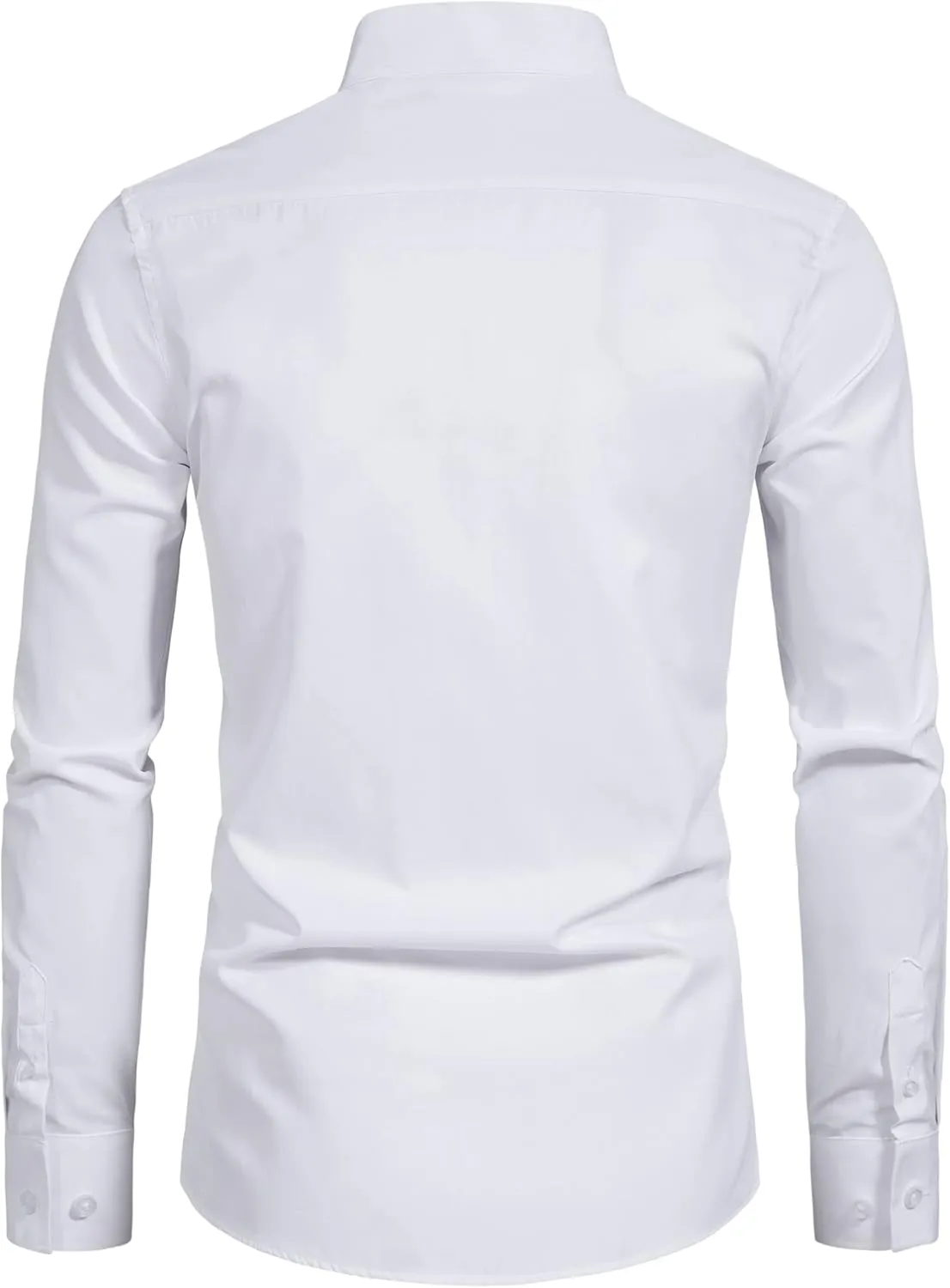 Mens Banded Collar(Mandarin Collar) Long Sleeve Casual Solid Fancy Dress Shirts
