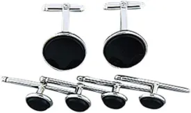 Men's Black Onyx Cuff Links And Stud Set (SS801500)