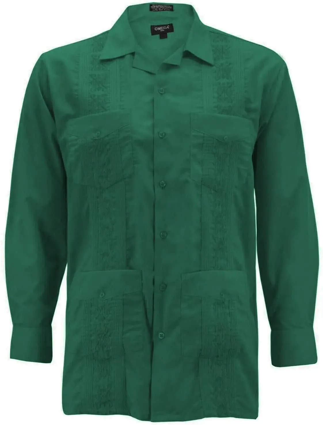 Men's Guayabera Long Sleeve Button Up Cuban Beach Casual Embroidered Dress Shirt
