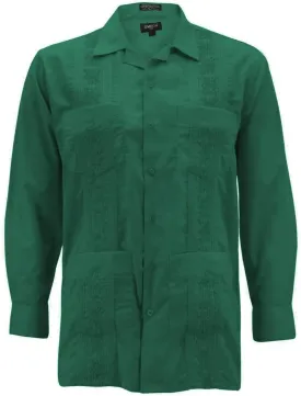Men's Guayabera Long Sleeve Button Up Cuban Beach Casual Embroidered Dress Shirt