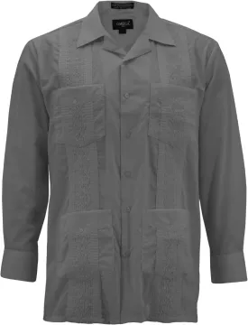 Men's Guayabera Long Sleeve Button Up Cuban Beach Casual Embroidered Dress Shirt