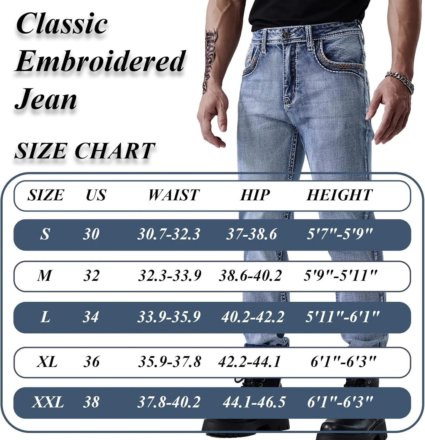Men's Relaxed Straight Fit Jeans with Comfort Flex Classic Pants for Men Straight Leg Casual Embroidered Jeans