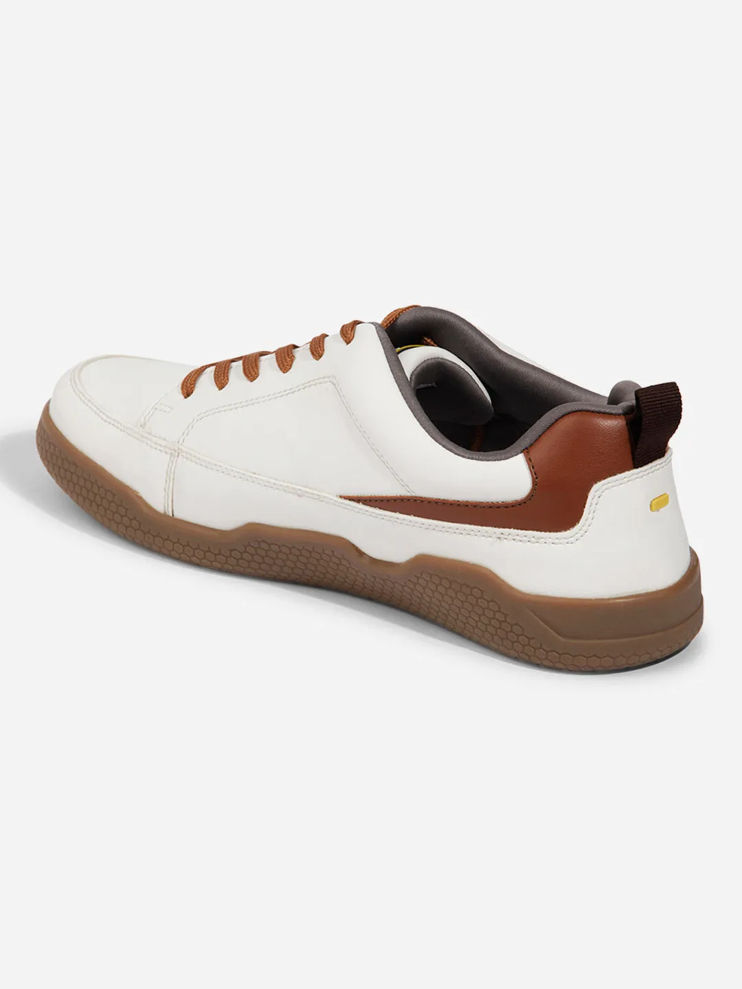 Men's White Textured Leather Sneaker (ID3096)