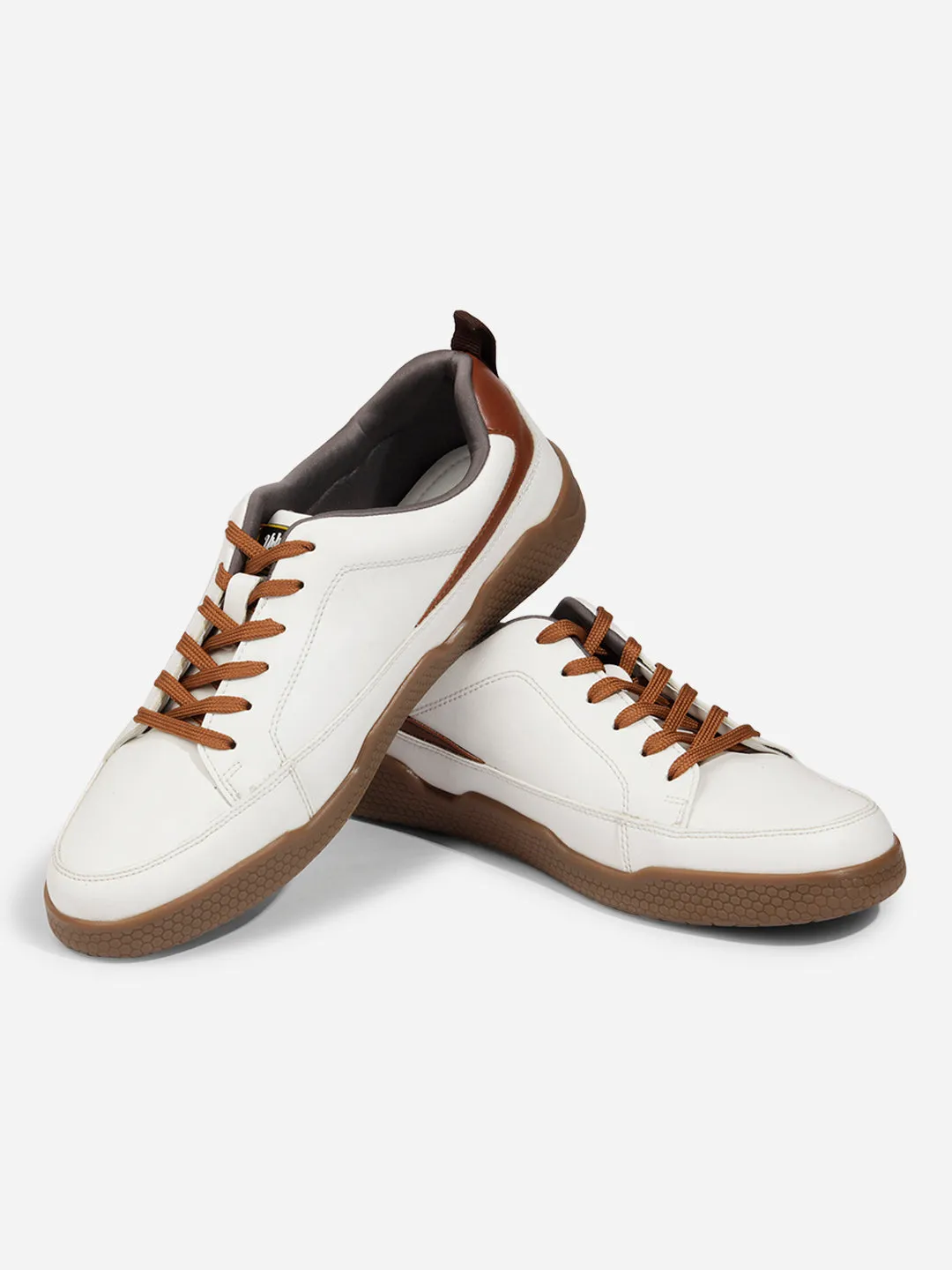 Men's White Textured Leather Sneaker (ID3096)