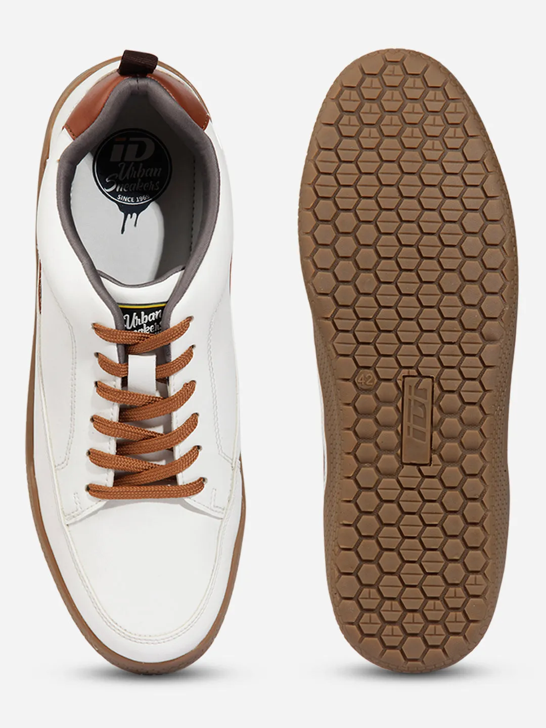 Men's White Textured Leather Sneaker (ID3096)