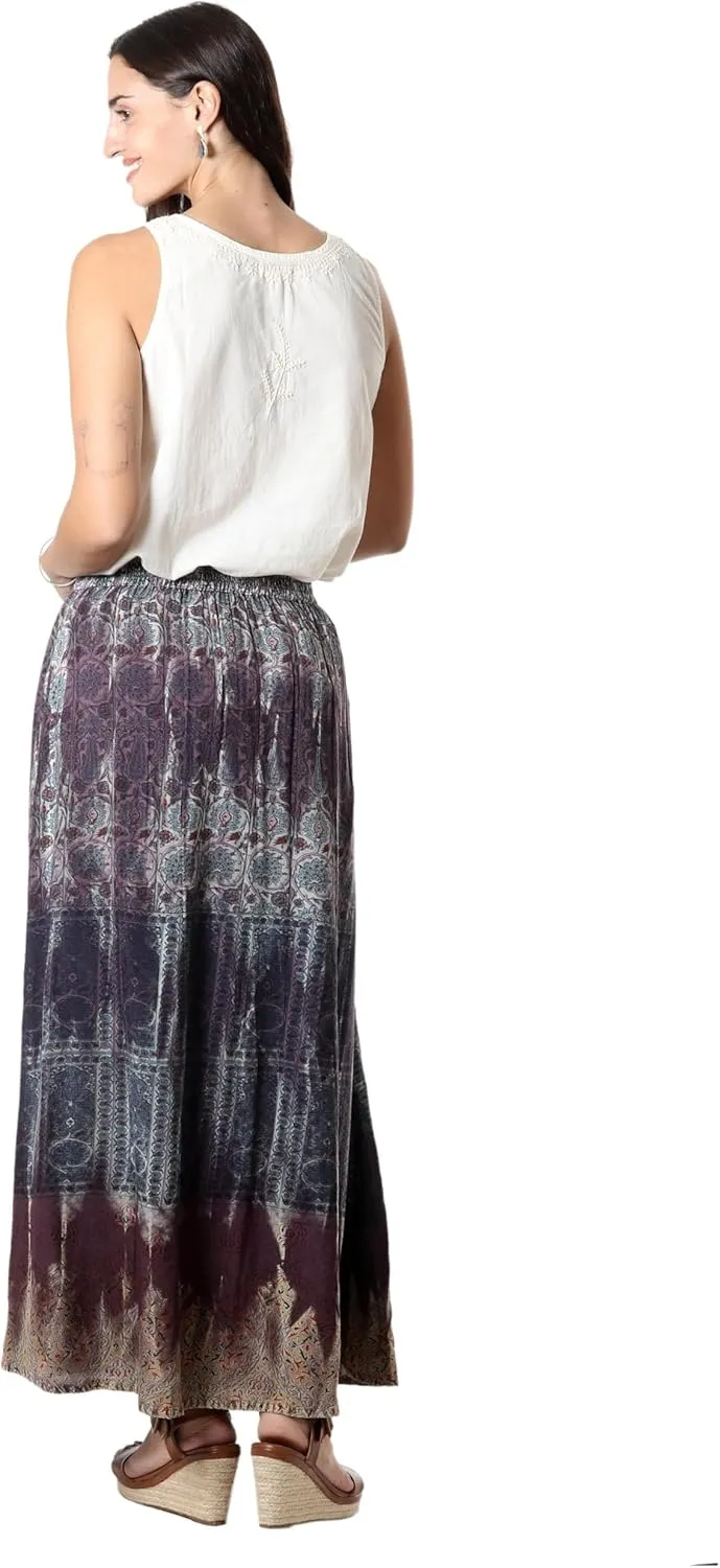 NOVICA Embroidered Viscose Maxi Skirt, Jaipur Twilight'
