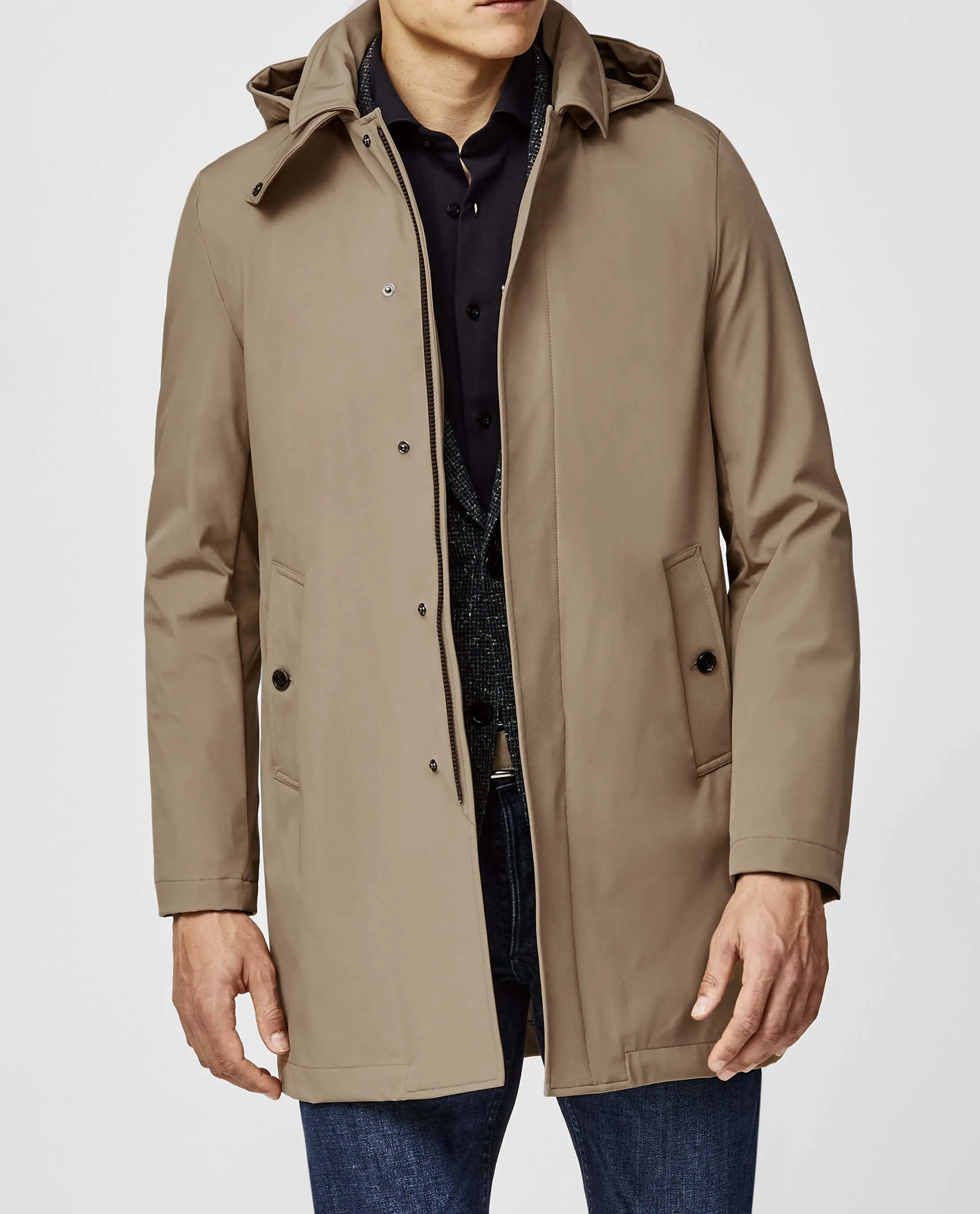 Olmetex Beige Stretch Unconstructed Bonded Water-Repellent Windbreaker