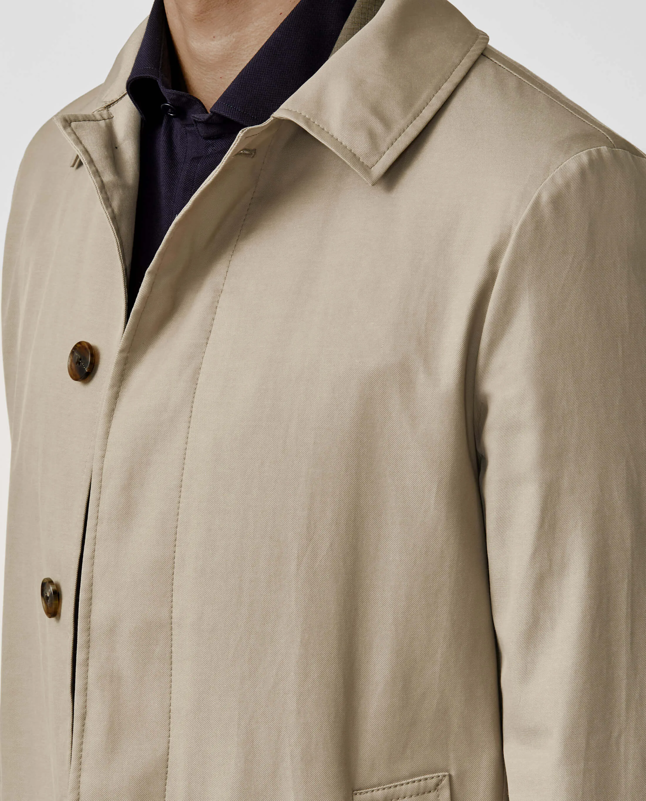 Olmetex Khaki Water-Repellent Cotton Blend Twill Windbreaker