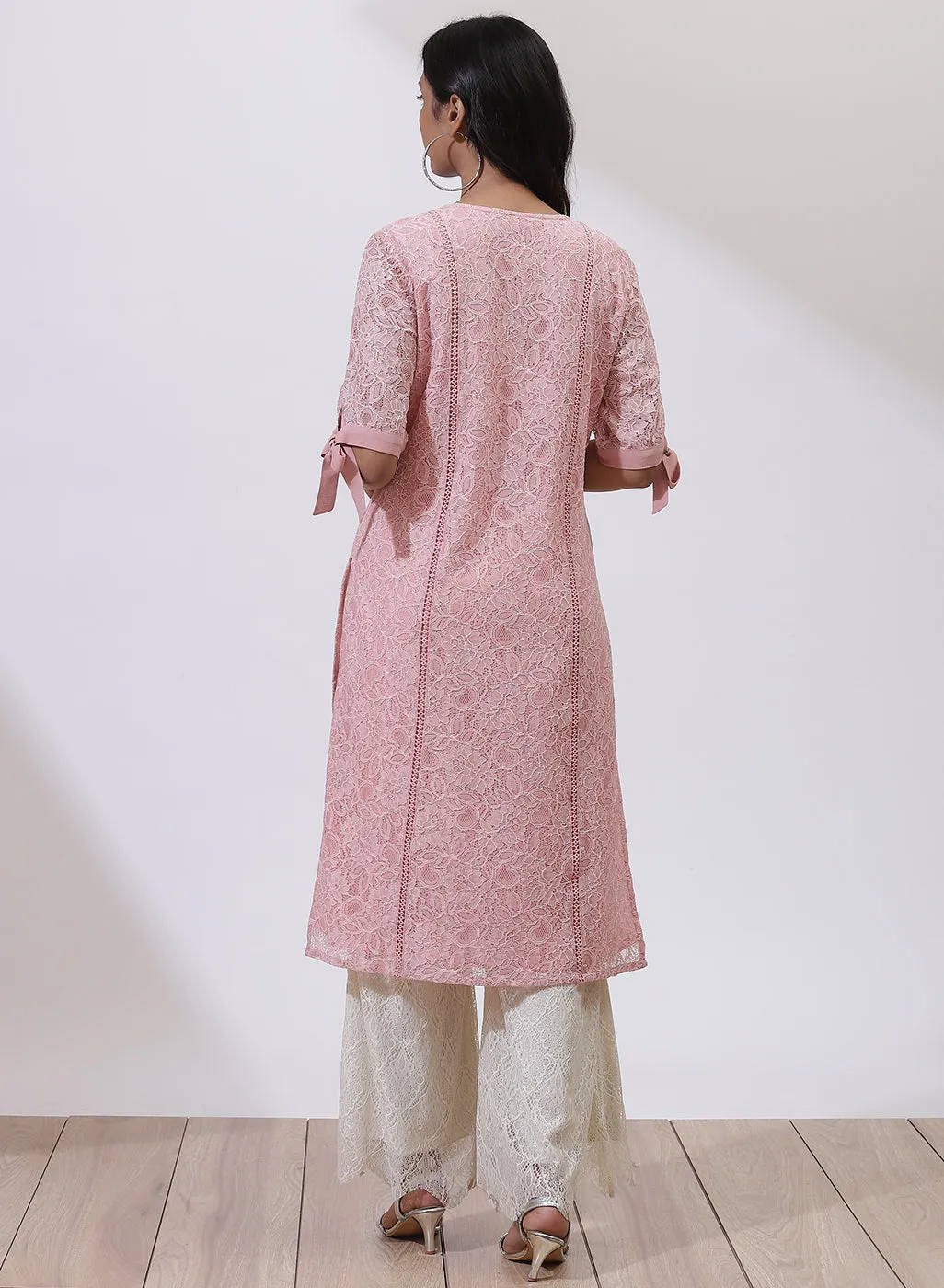 Peach Floral Nargis Kurta with Embroidery