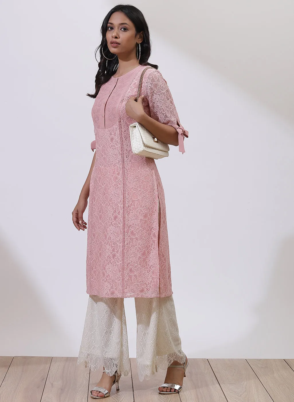 Peach Floral Nargis Kurta with Embroidery