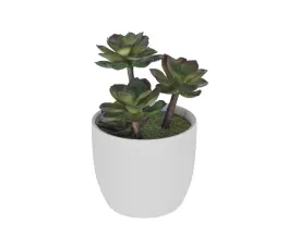 Potted Deep Green Faux Succulent