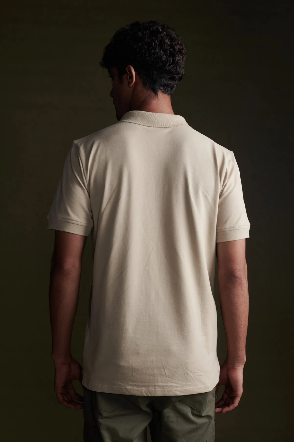 Pure Beige Half Sleeve Polo